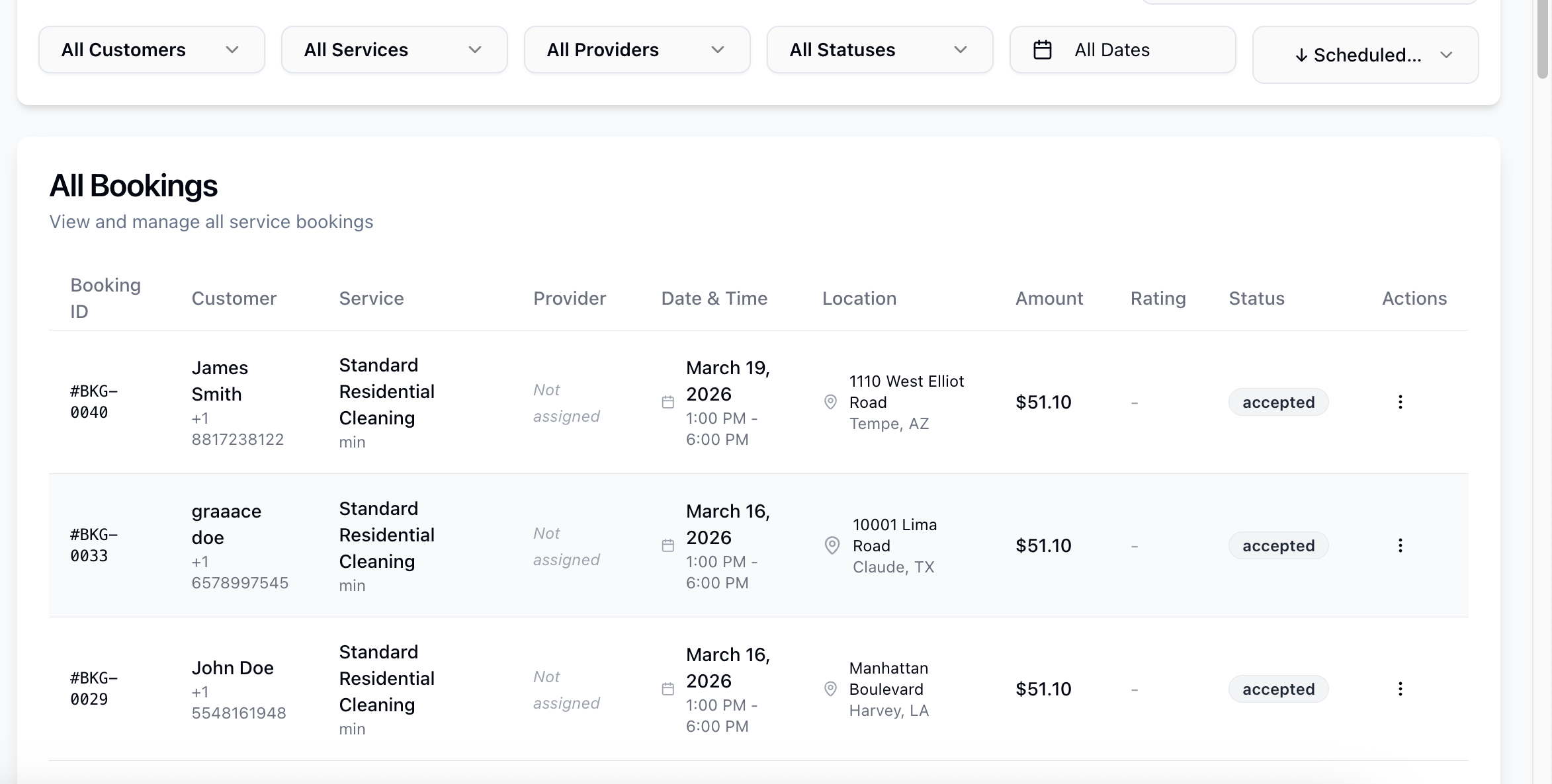 BookingOps operations dashboard